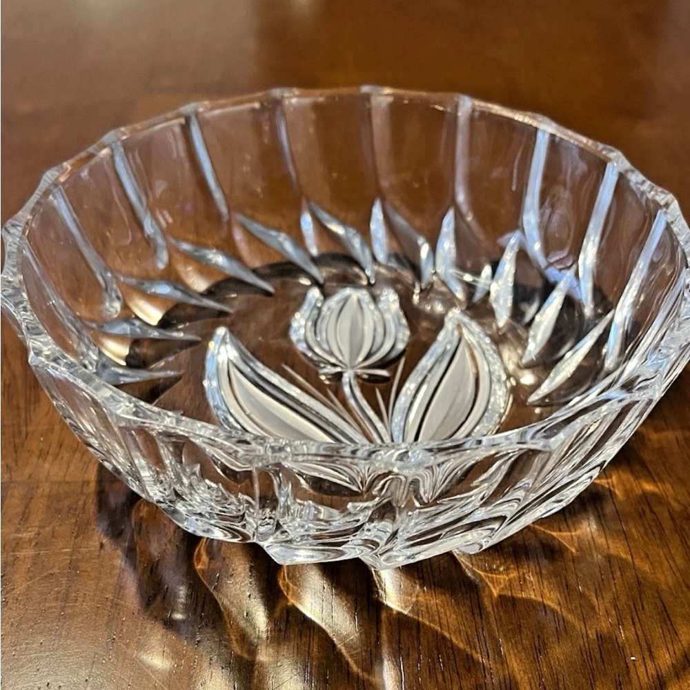 Clear Glass Decorative Bowl with Floral Design